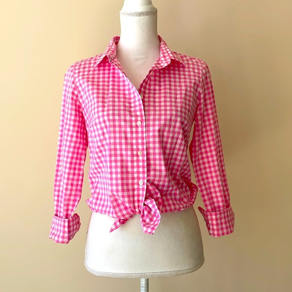 J. Crew Perfect Pink Gingham Shirt - Picture 7 of 9